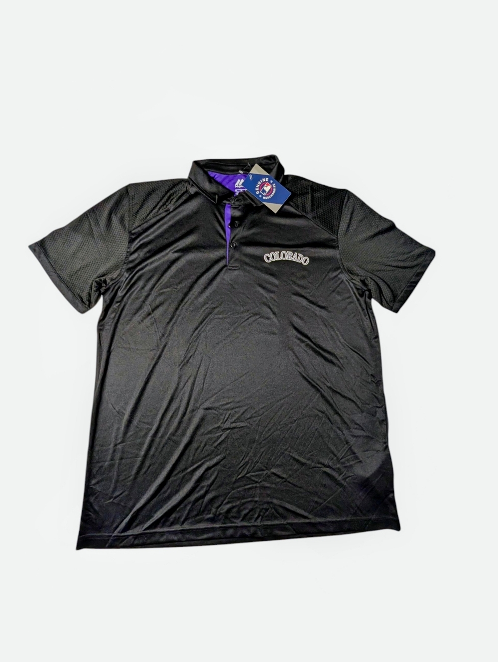 Colorado Rockies Baseball Majestic Black Polo Shirt Men's Size XL NWT NEW